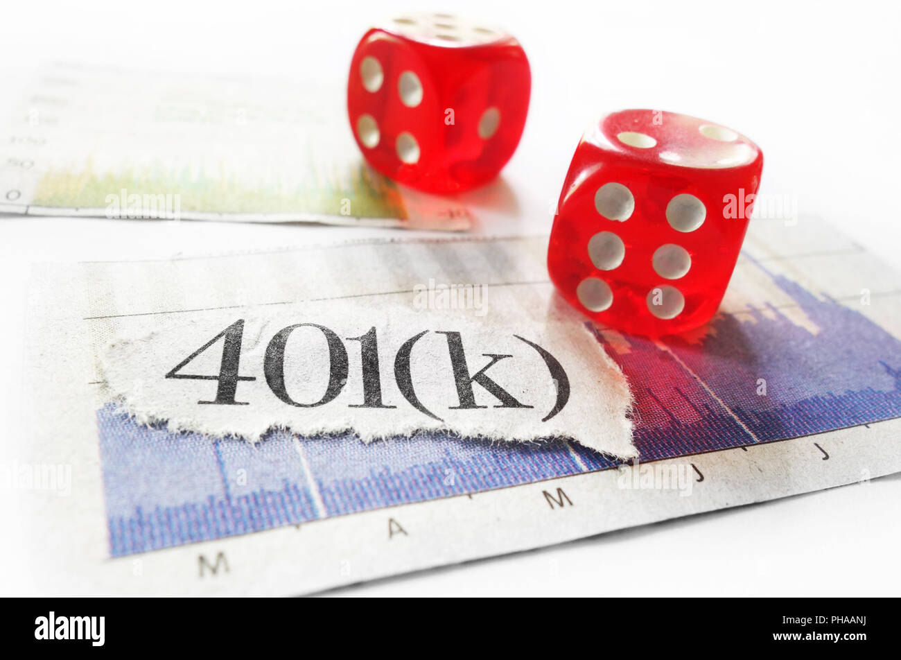 Le 401k et le concept de dés Banque D'Images