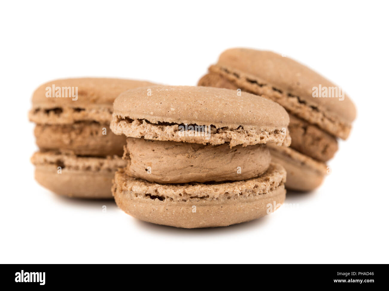 Trois français cookies macaron marron Banque D'Images