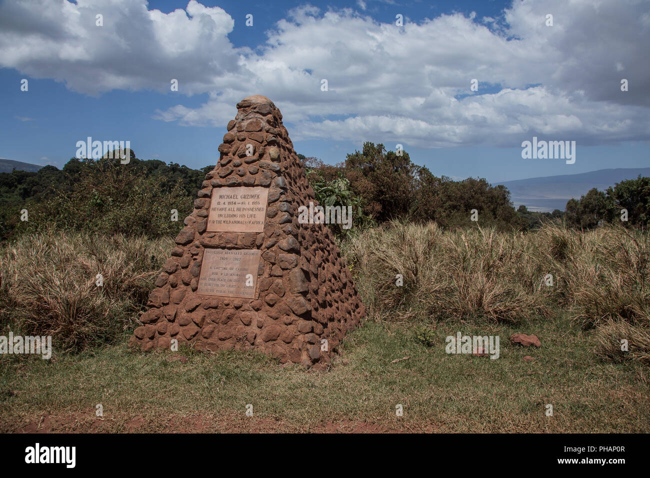 Grzimek tombe, dans le cratère du Ngorongoro, sanctuaire Banque D'Images