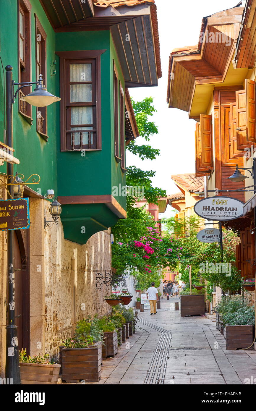 Les rues de la vieille ville de Kaleici, Antalya, Turquie Banque D'Images