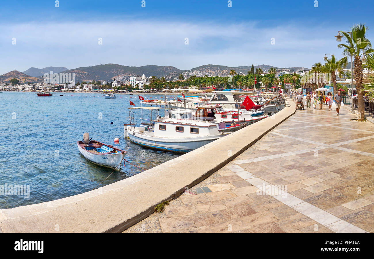 Promenade en bord de mer, Bodrum, Turquie Banque D'Images