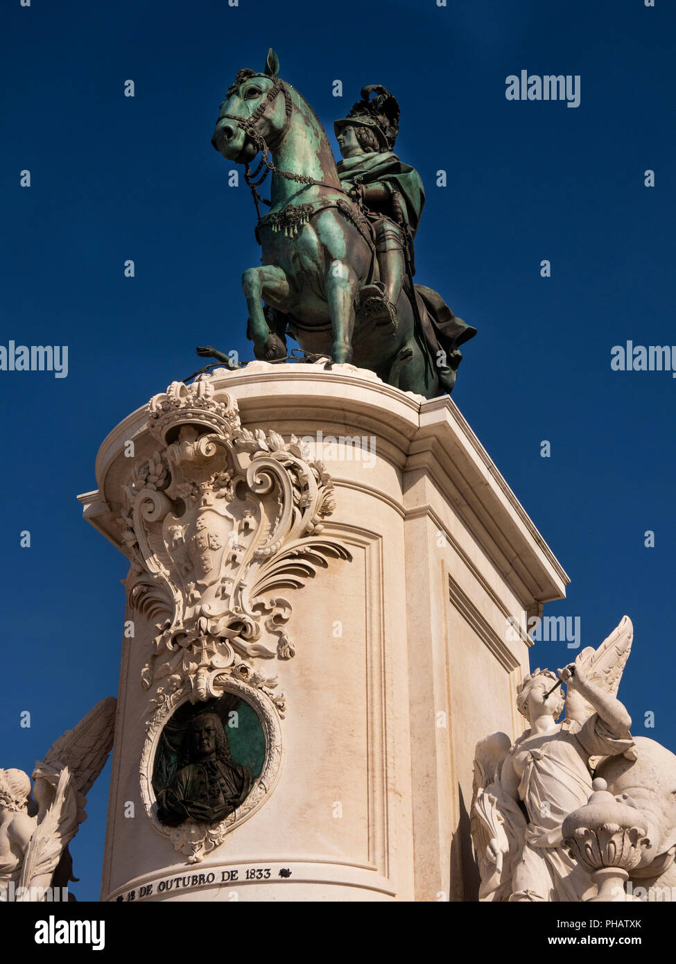 Portugal, Lisbonne, Praca do Comercio, 1775 statue du roi Dom José I sur l Banque D'Images