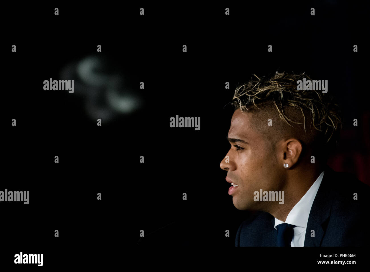 Madrid, Espagne. 31 août, 2018. Mariano Diaz Mejia au cours de la présentation en tant que nouveau joueur du Real Madrid à Santiago Bernabeu, Madrid, Espagne. Credit : Marcos del Mazo/Alamy Live News Banque D'Images