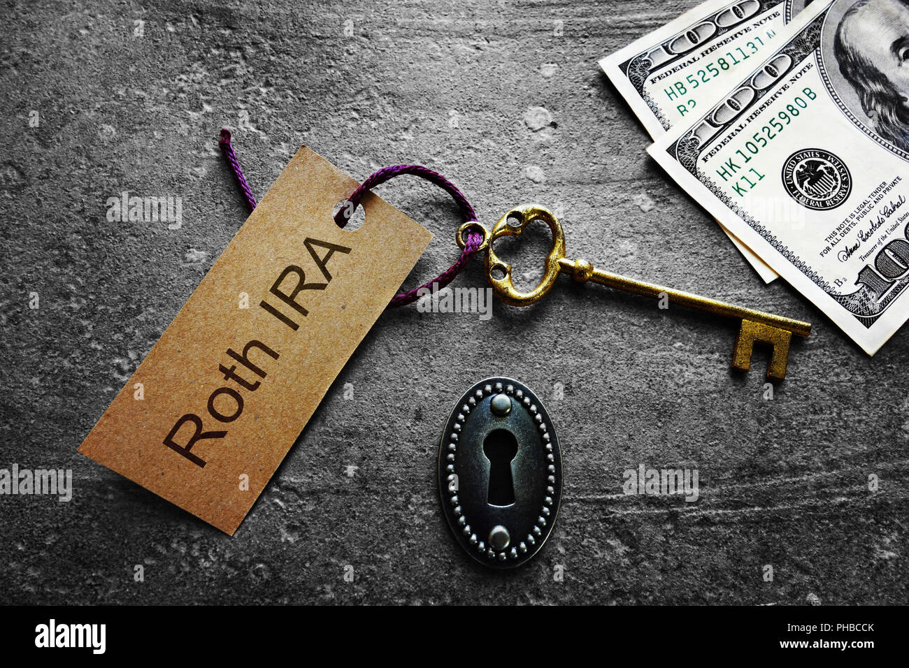 Roth IRA Key tag et paiement Banque D'Images