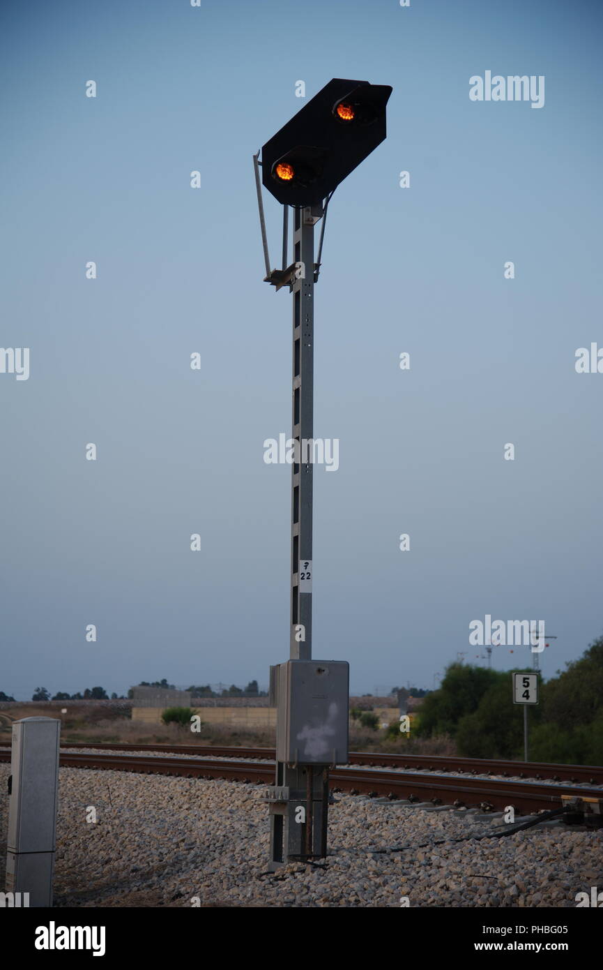 Train stop light Banque D'Images