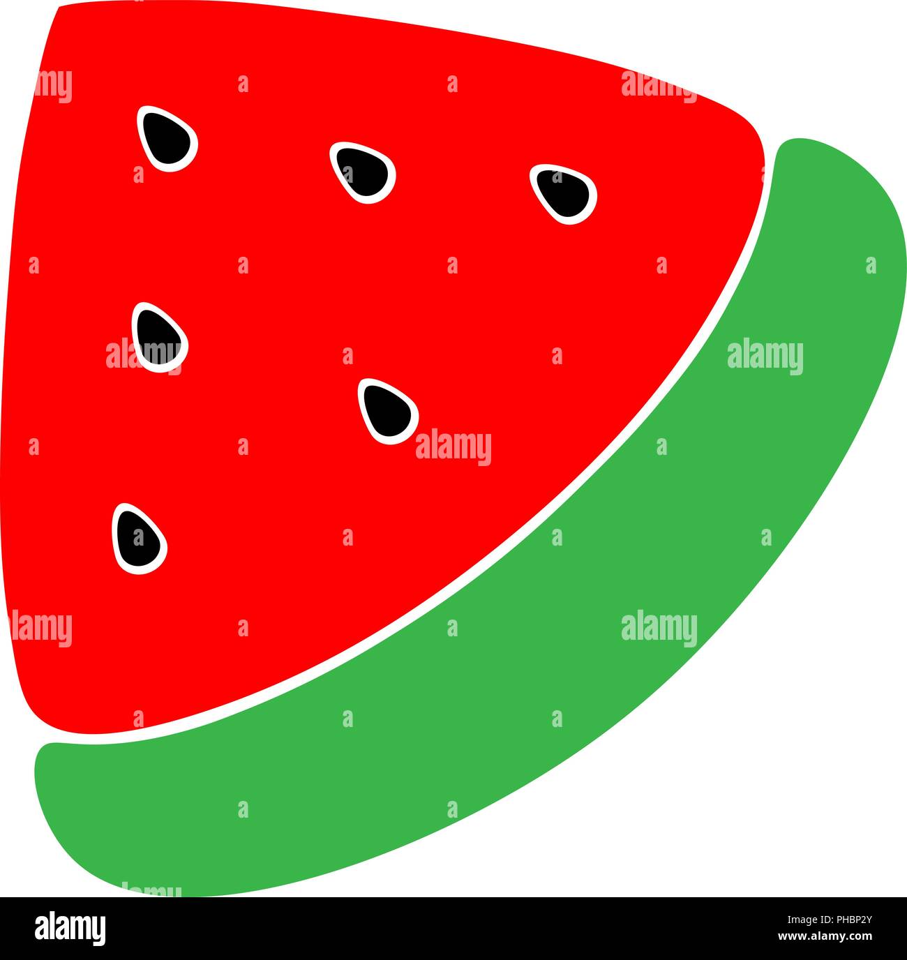 Une simple illustration pour les enfants. Joli morceau de fruit pour logo et conception.vector red watermelon slice. Illustration de Vecteur