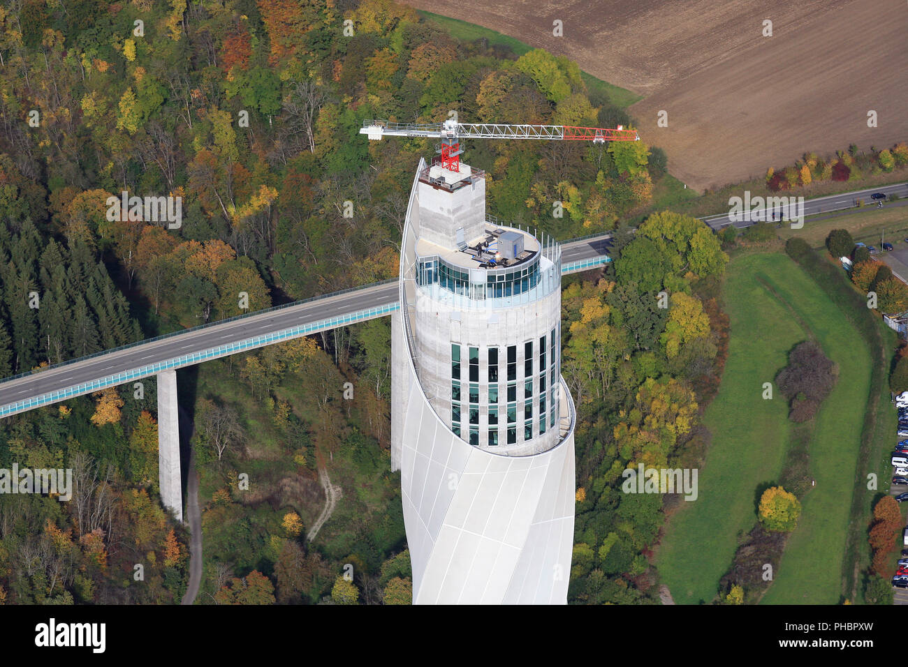 Haut de l'ascenseur de la tour de contrôle dans Rottweil Banque D'Images