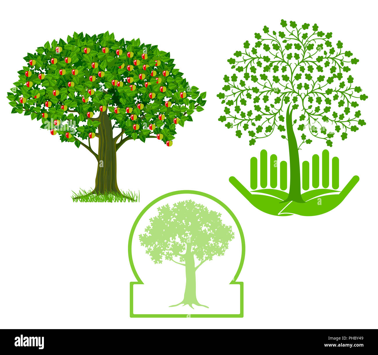 Tree icon set, sign Banque D'Images