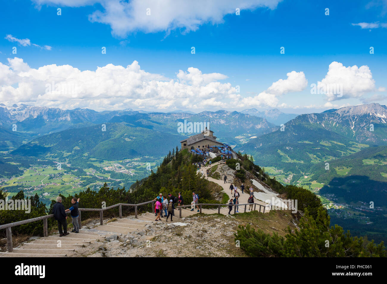 Vue sur les Alpes bavaroises de Kehlsteinhaus (Nid d'Aigle), Berchtesgaden, Bavaria, Germany, Europe Banque D'Images