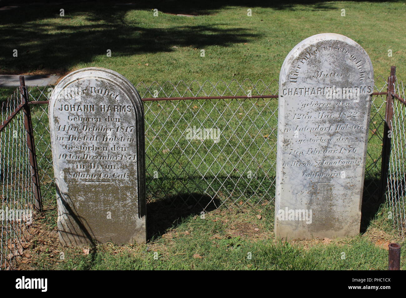 Pierres tombales, cimetière allemand Tremont, Dixon, Californie Banque D'Images