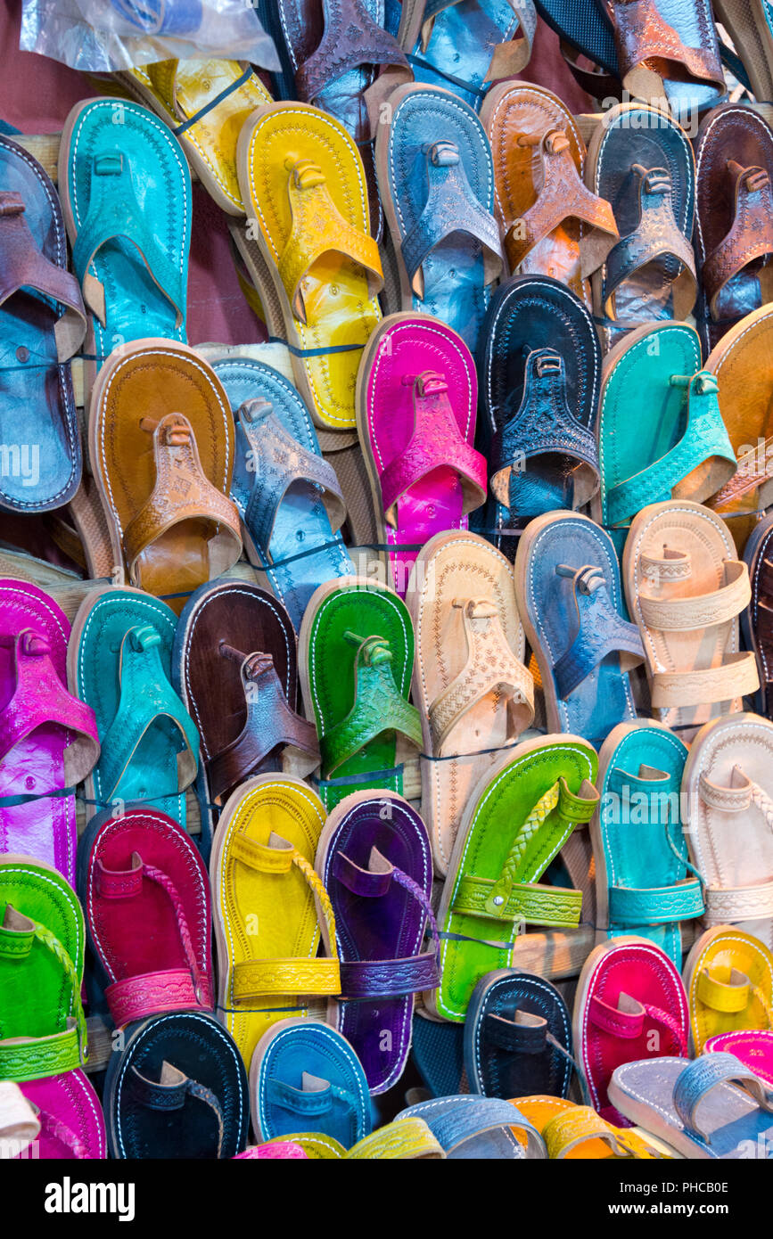 Marché de la chaussure et du cuir, le Maroc Banque D'Images