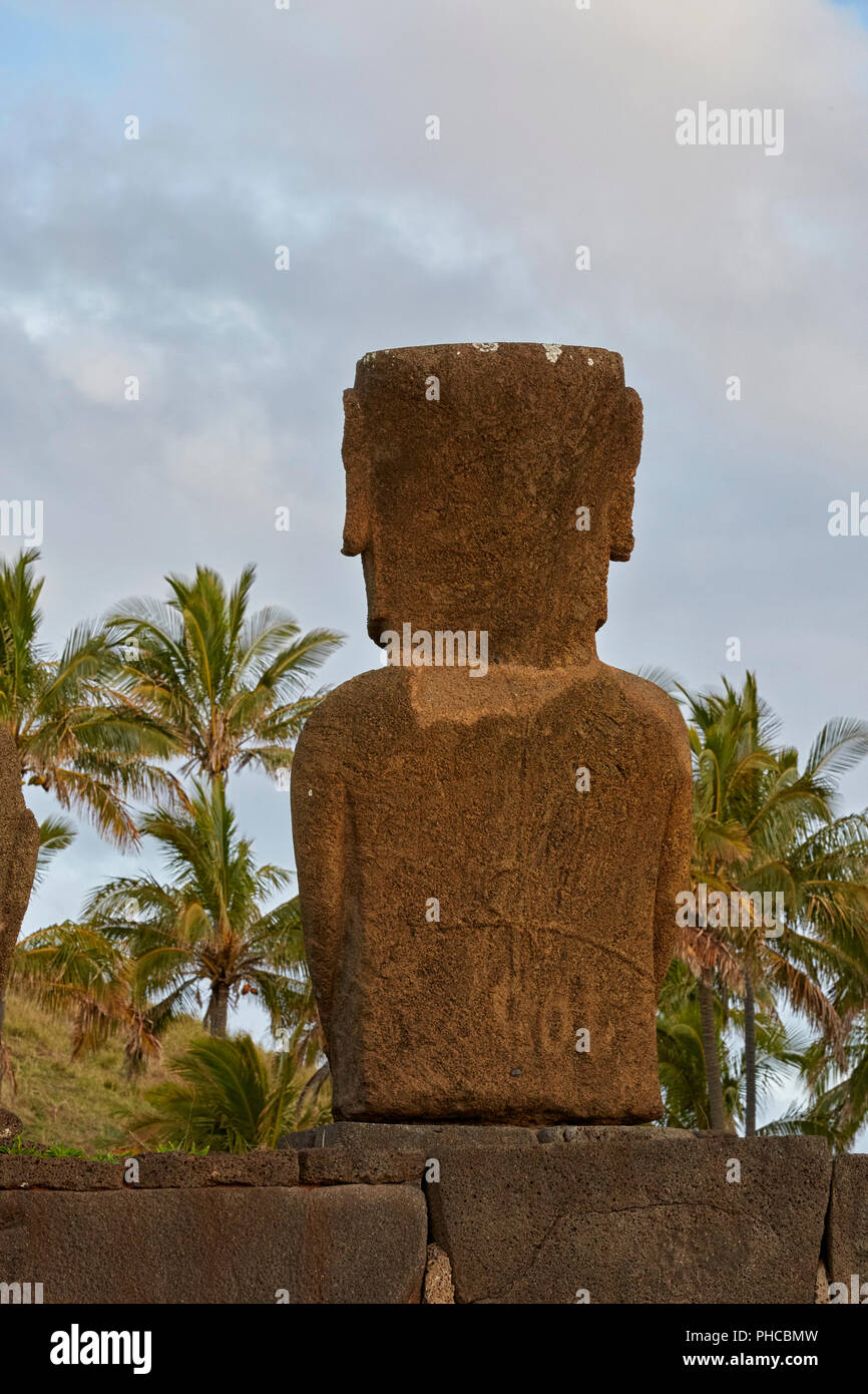 L'ahu Nau Nau, Anakana, île de Pâques, Rapa Nui, Chili, Isla de Pascua Banque D'Images