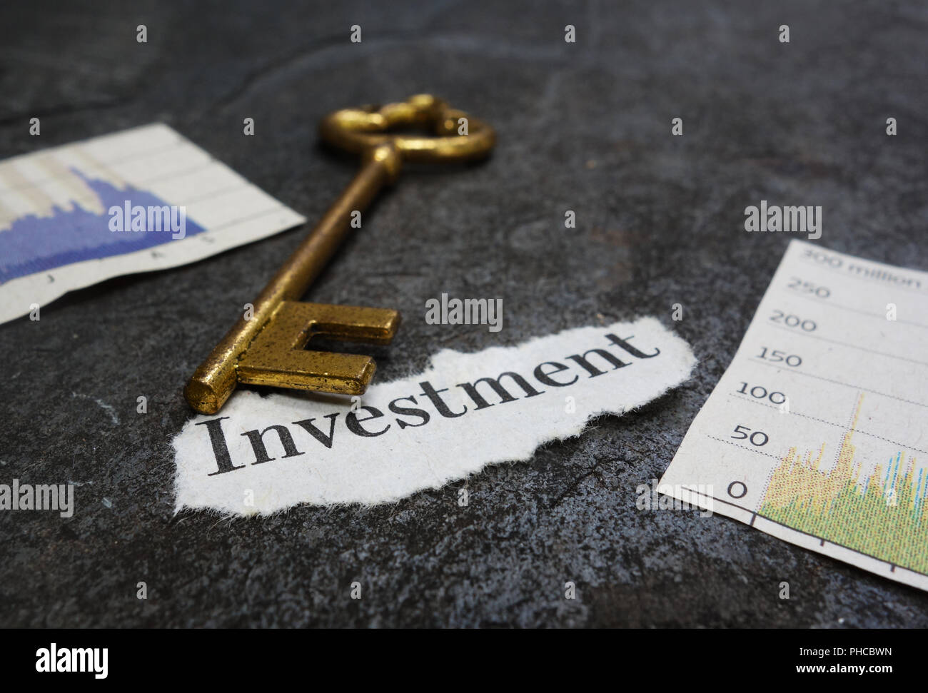Clé d'investissement d'or Banque D'Images