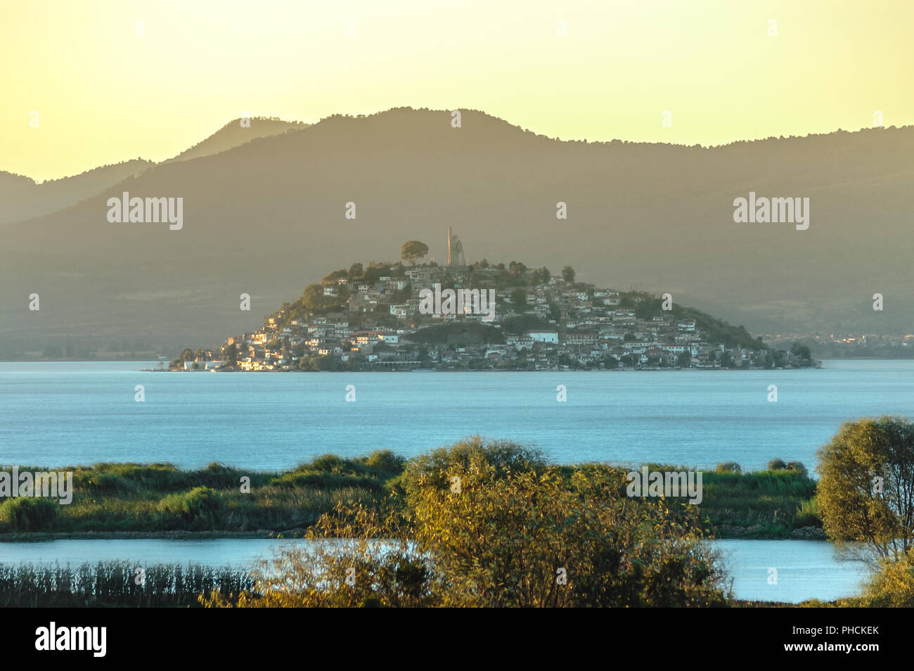 L'île de Janitzio, dans le lac de Patzcuaro, Michoacan, Mexique Banque D'Images