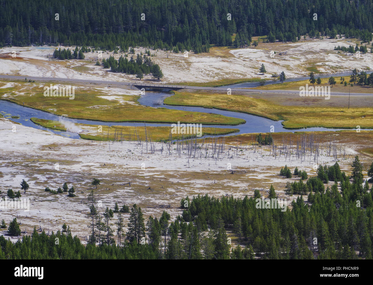 Le Parc National de Yellowstone USA et sources géothermiques Banque D'Images