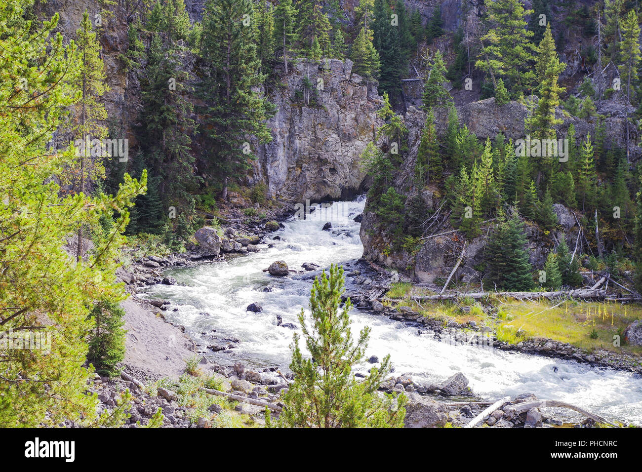 Le Parc National de Yellowstone USA et sources géothermiques Banque D'Images