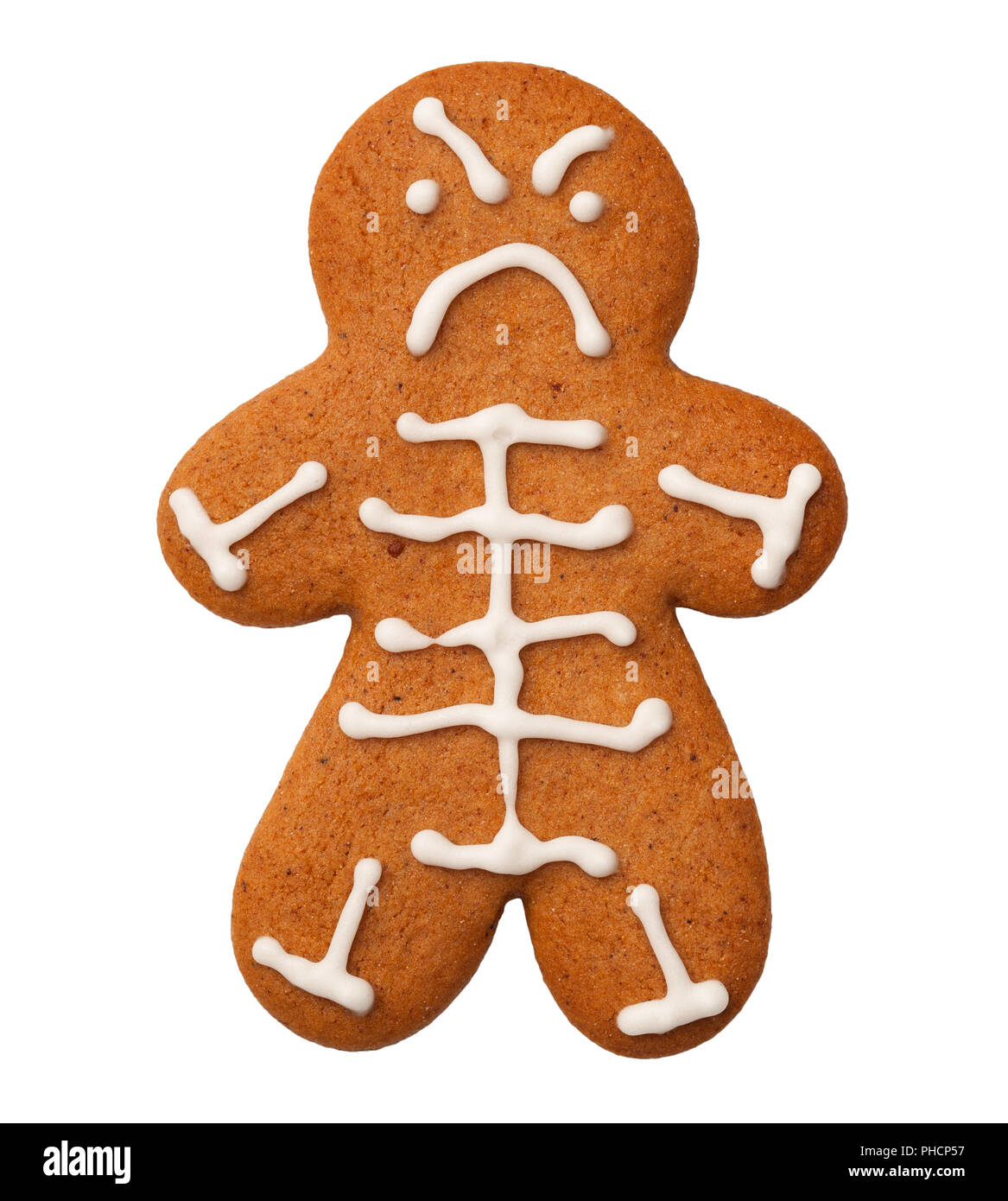 Cookie squelette Halloween isolé sur fond blanc Banque D'Images