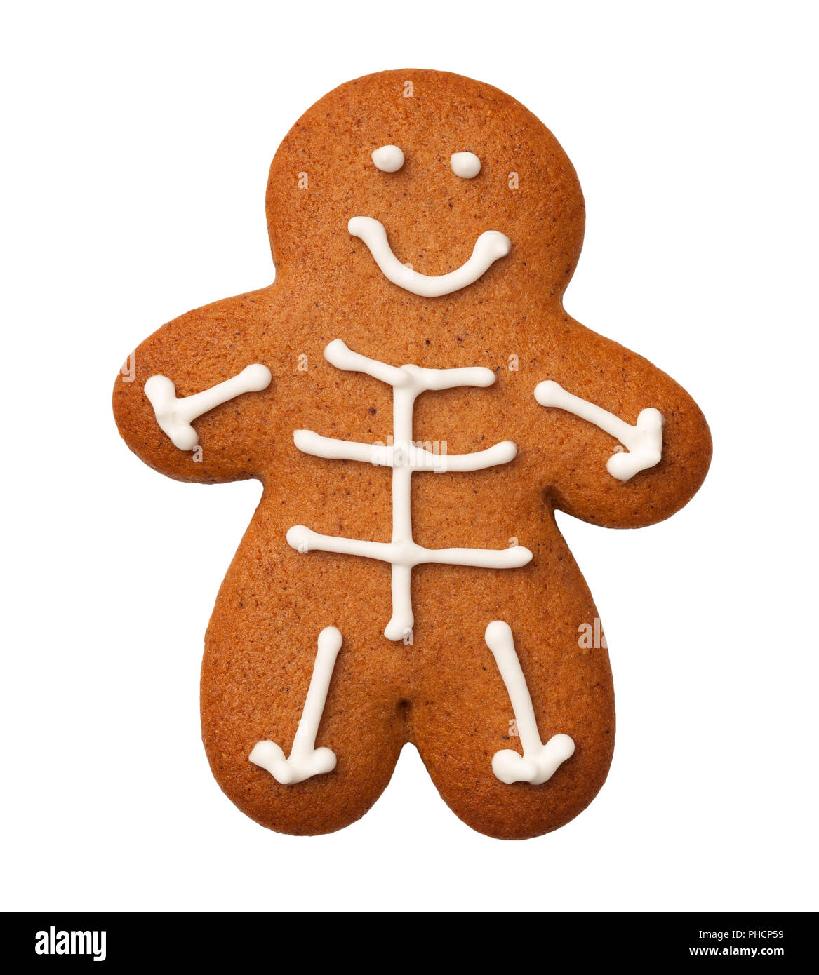 Cookie squelette Halloween isolé sur fond blanc Banque D'Images