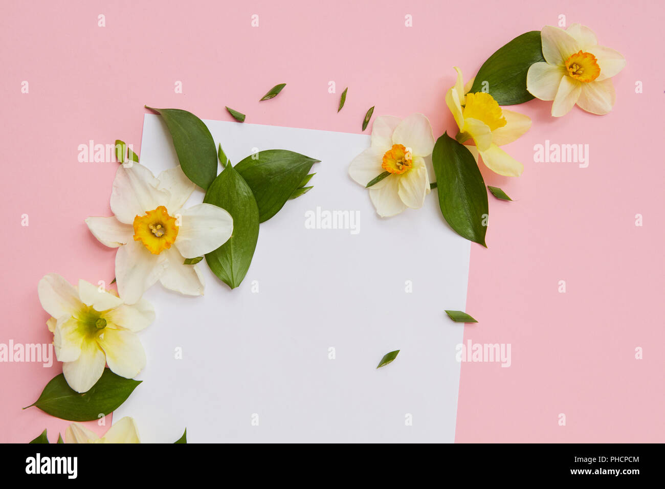 Jolie Carte De Voeux Avec Bouquet De Fleurs Printanières Et Lieu Pour Votre Texte