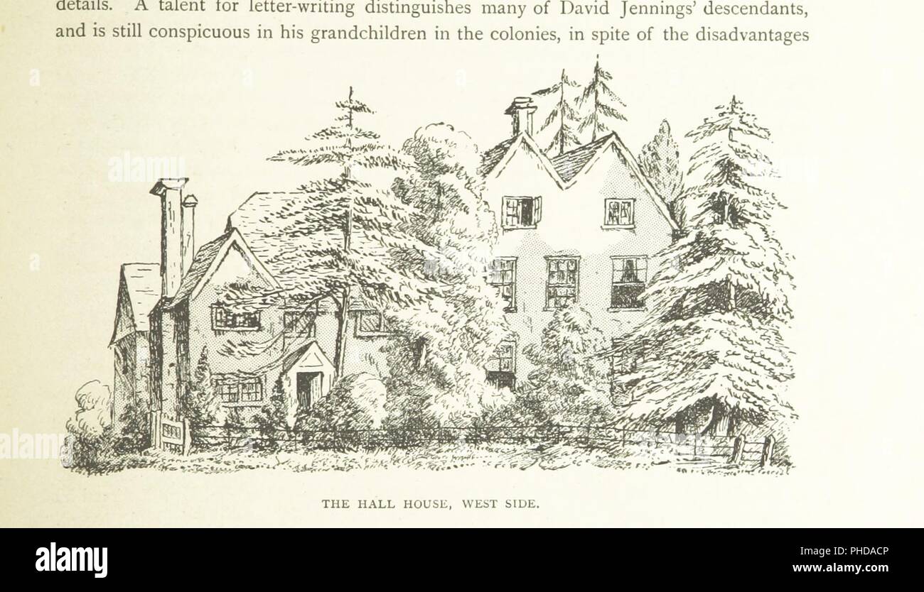 Libre à partir de la page 37 de "une maison de campagne du Kent ; ou, dossiers de la Chambre Hall, Hawkhurst, et ses habitants, la famille Jennings [c.-à-d.] à partir de la Grande Peste de Londres à l'occasion du jubilé de la reine Victoria, 1665-1887' par le Br0058. Banque D'Images