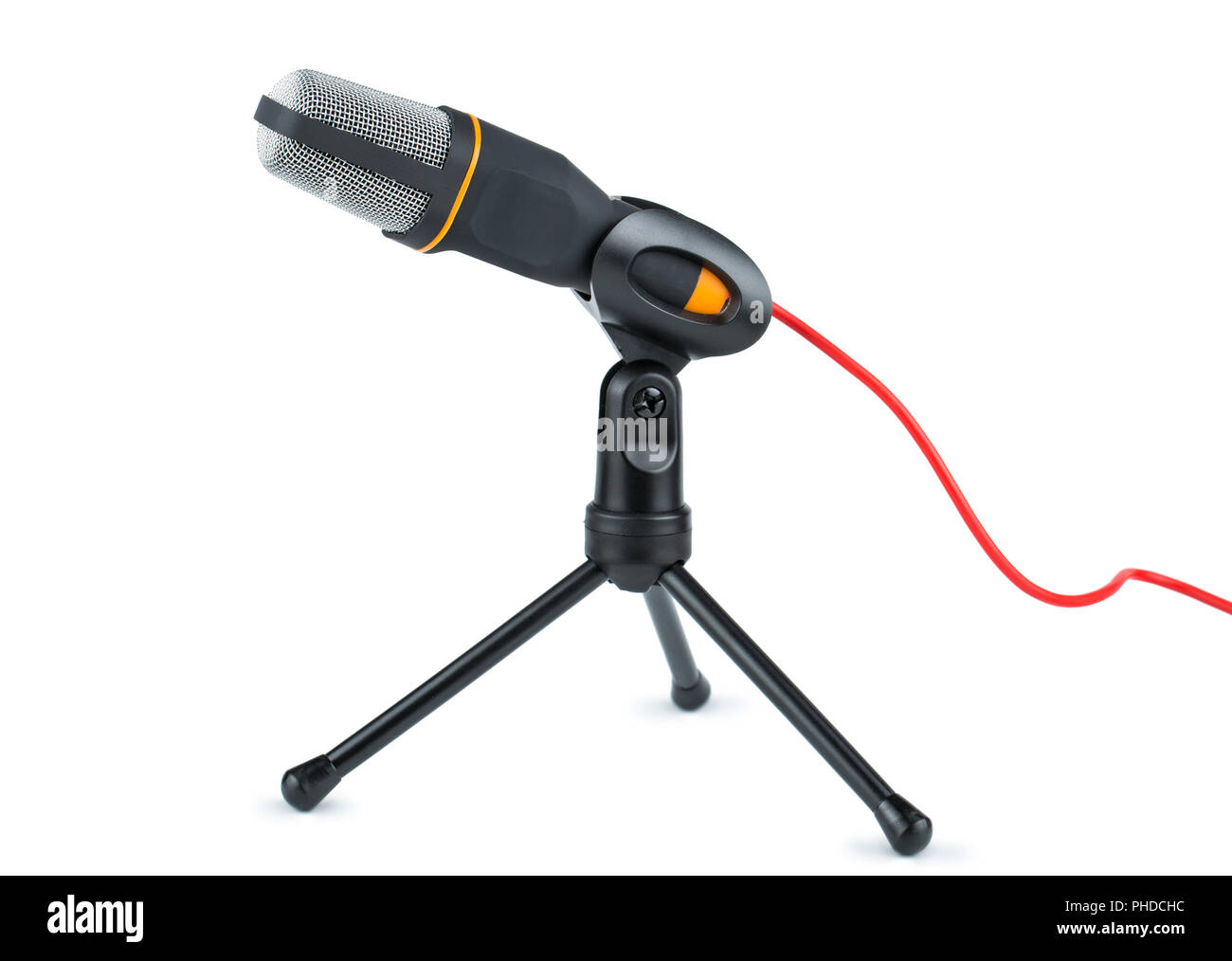 Microphone avec fil rouge noir Banque D'Images