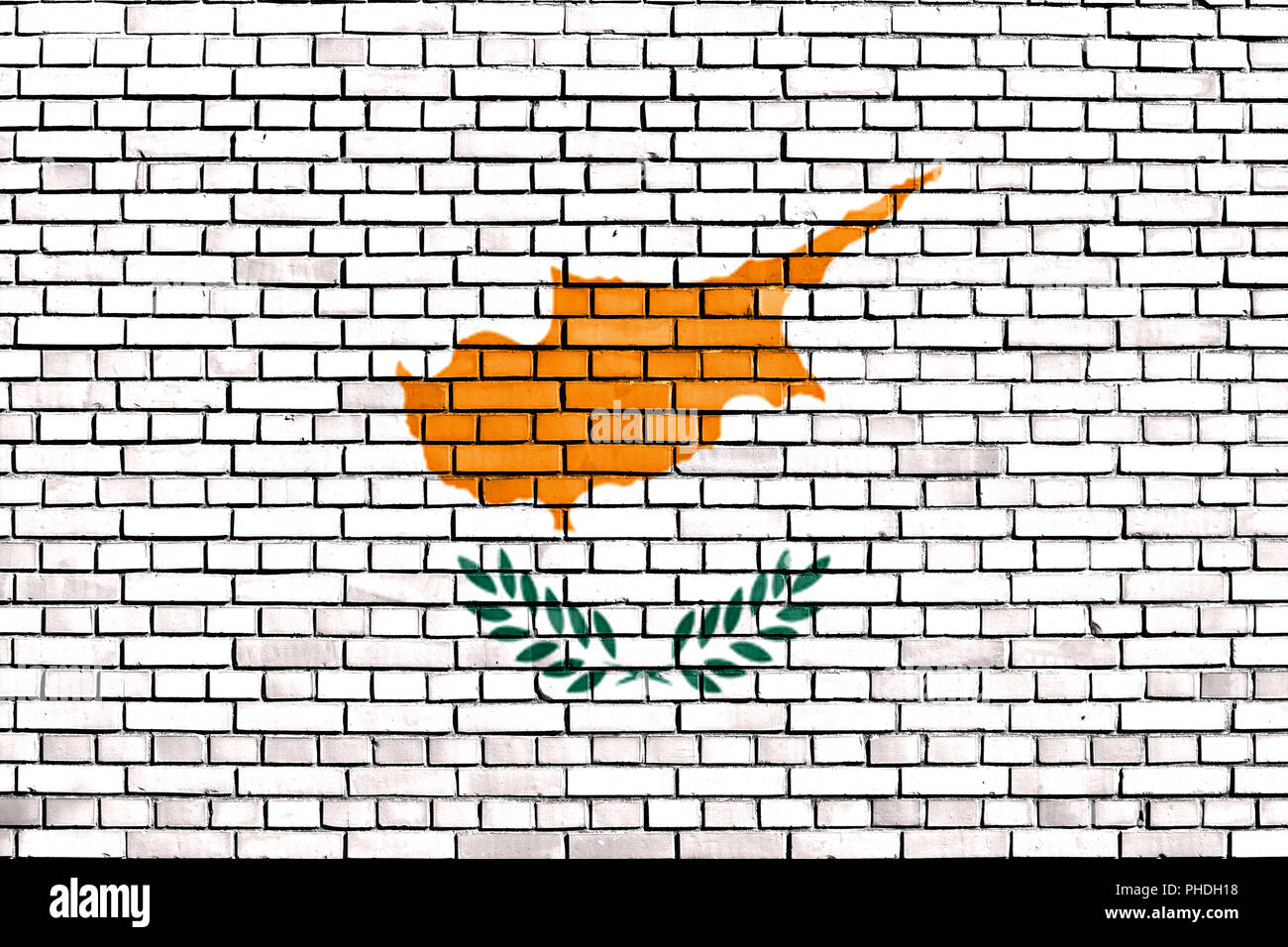 Drapeau de Chypre a peint sur mur de brique Banque D'Images