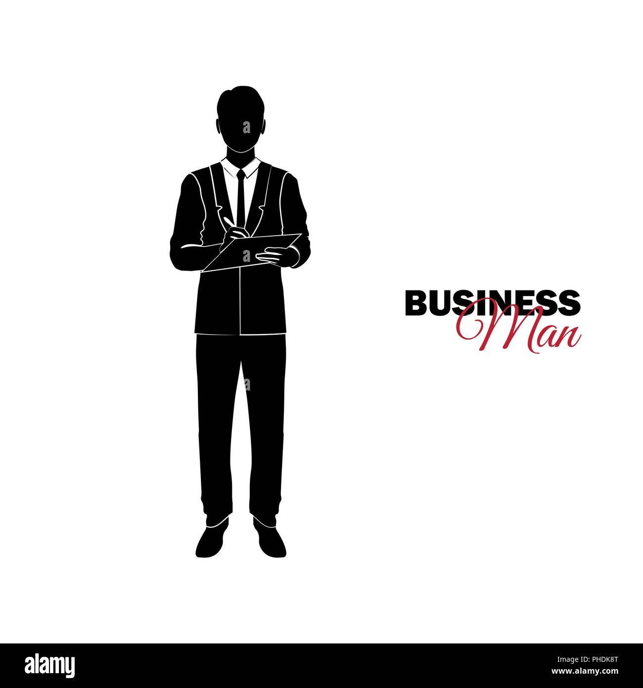 Homme d'affaires, Manager. Un homme dans un costume d'affaires. Businessman d'écrire une note, synthèse Illustration de Vecteur