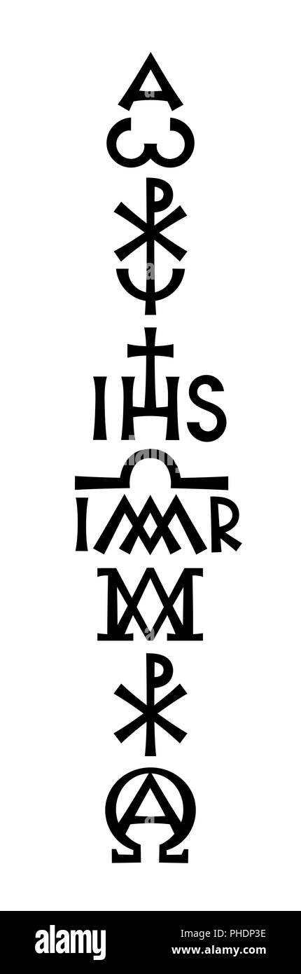 Pilier de la foi (Christogrammes et monogrammes du christianisme). Banque D'Images