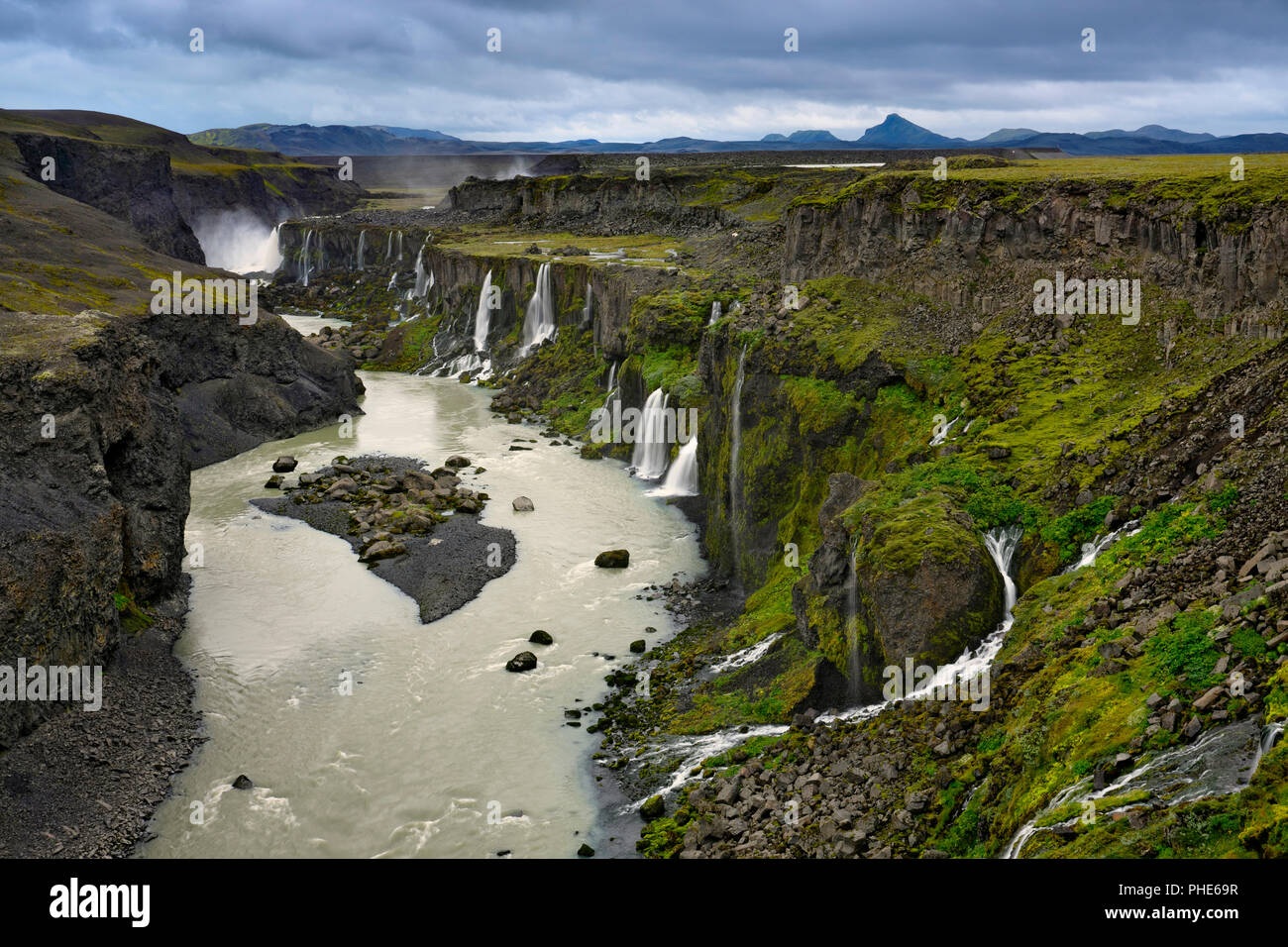 Lekafossar, chutes d'Islande highlands Banque D'Images