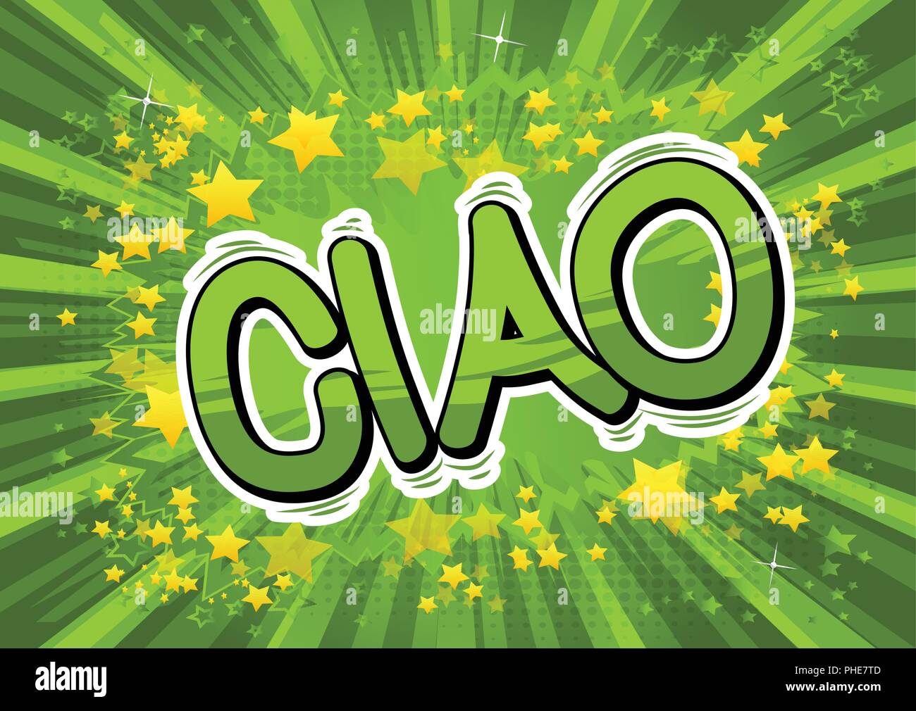 Ciao (bonjour et au revoir en italien) - Vector illustration comic book style phrase. Illustration de Vecteur