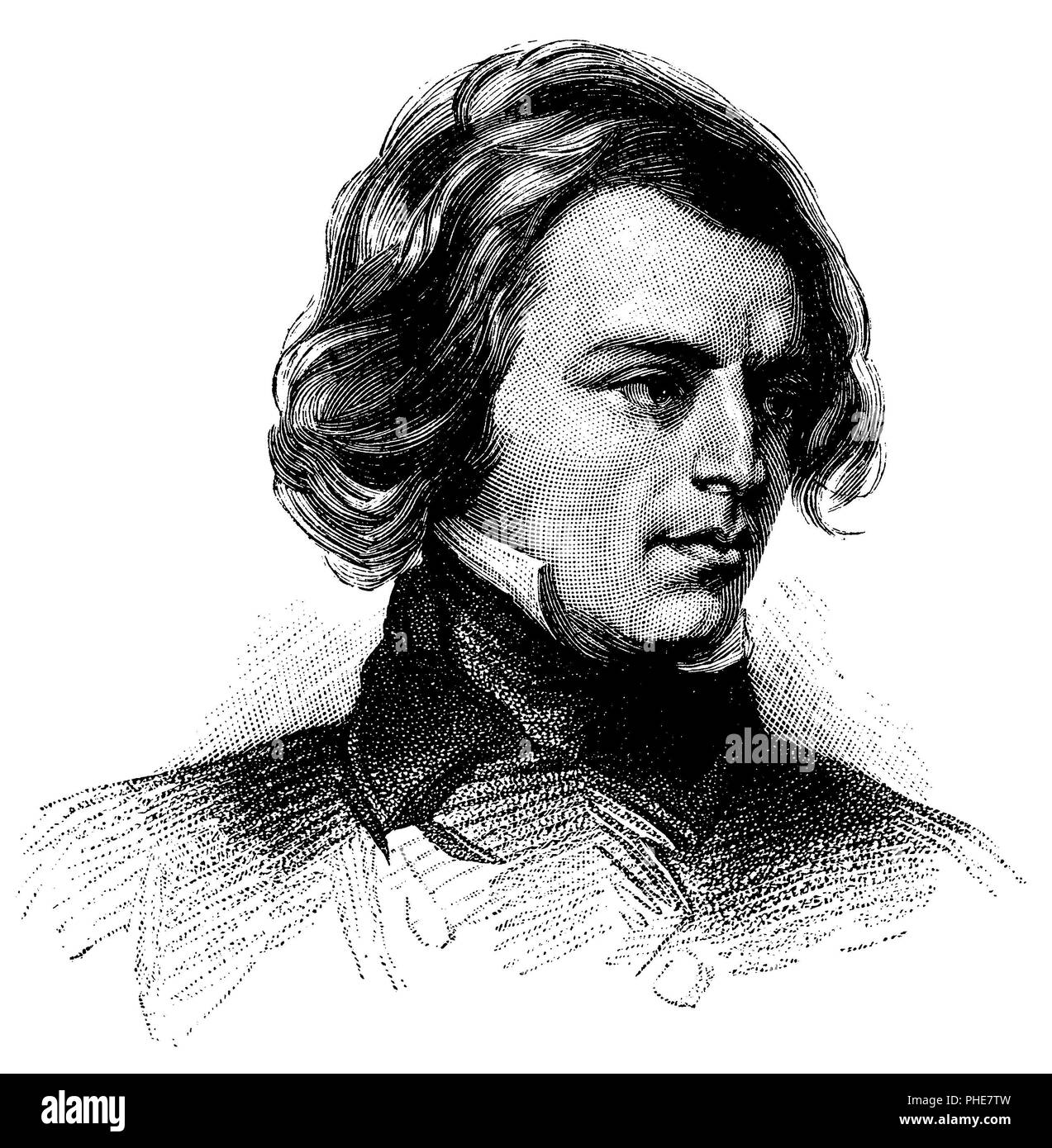 Alfred Tennyson. Après la plus ancienne photo, en R.H. Horne, un nouvel esprit de l'âge, Londres, 1844 Banque D'Images