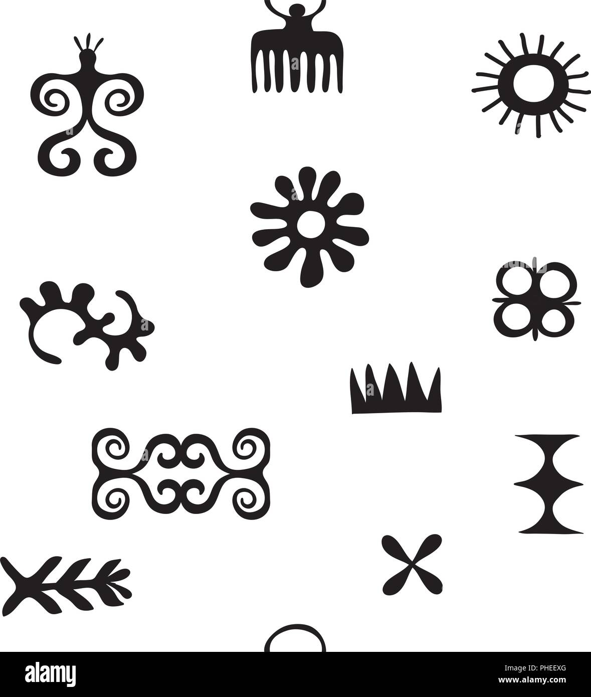 Symboles de l'Afrique, avec des icônes trybal, hiéroglyphe, conception ancienne Illustration de Vecteur