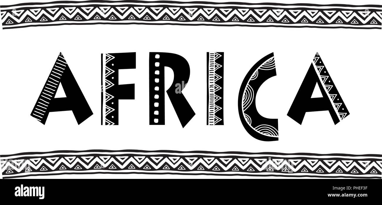 Lettres d'Afrique. Bannière avec motif tribal grunge traditionnel, concept design Illustration de Vecteur