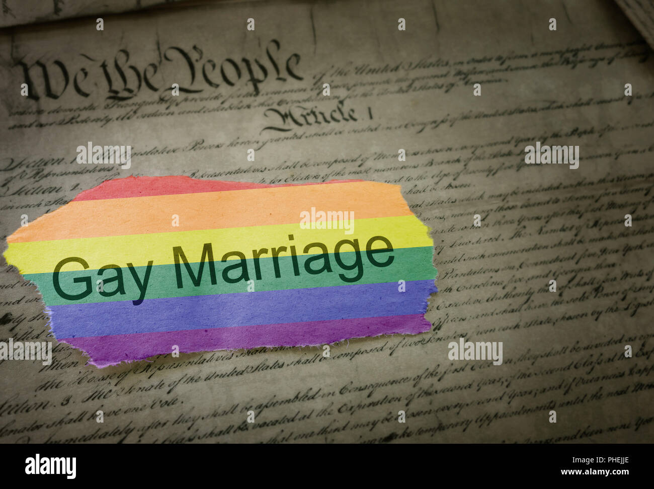 Le mariage gay rainbow titre de nouvelles Banque D'Images