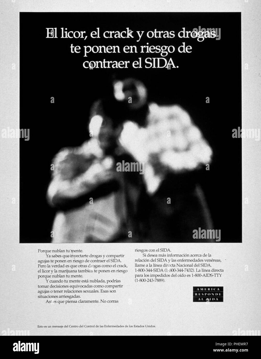 1980 L'affiche de prévention du SIDA en espagnol Banque D'Images