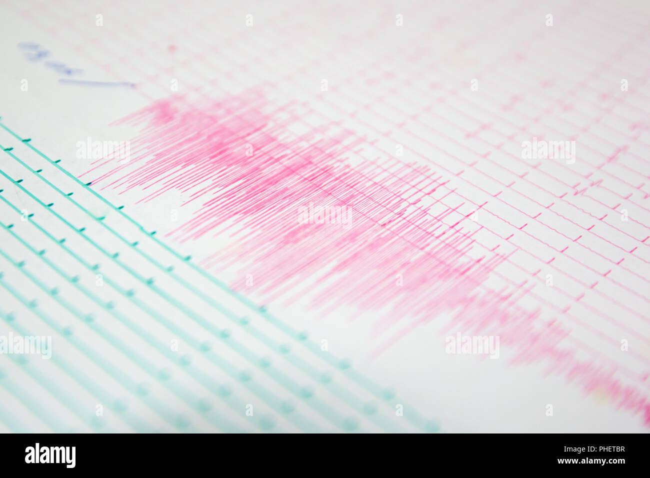 L'onde sismique sur un papier graphique Banque D'Images