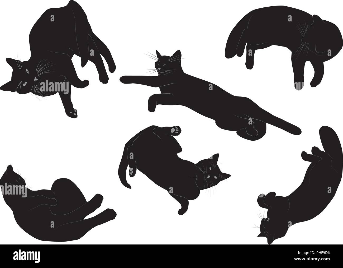 Silhouette de chat de groupe Illustration de Vecteur