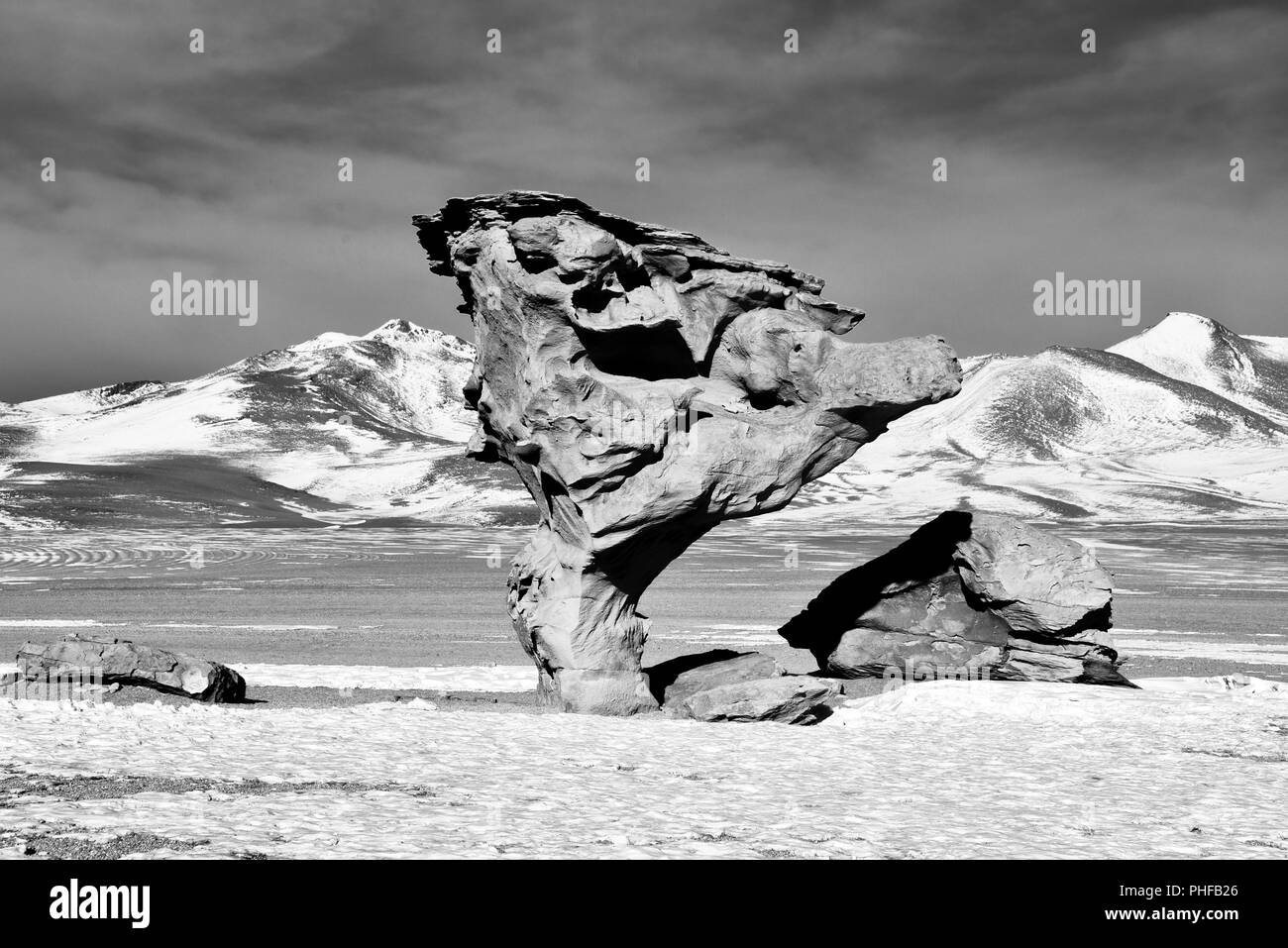 L'Arbol de Piedra (arbre de Pierre), dans le désert de Siloli, Sud Lipez Province, Uyuni, Bolivie. Banque D'Images
