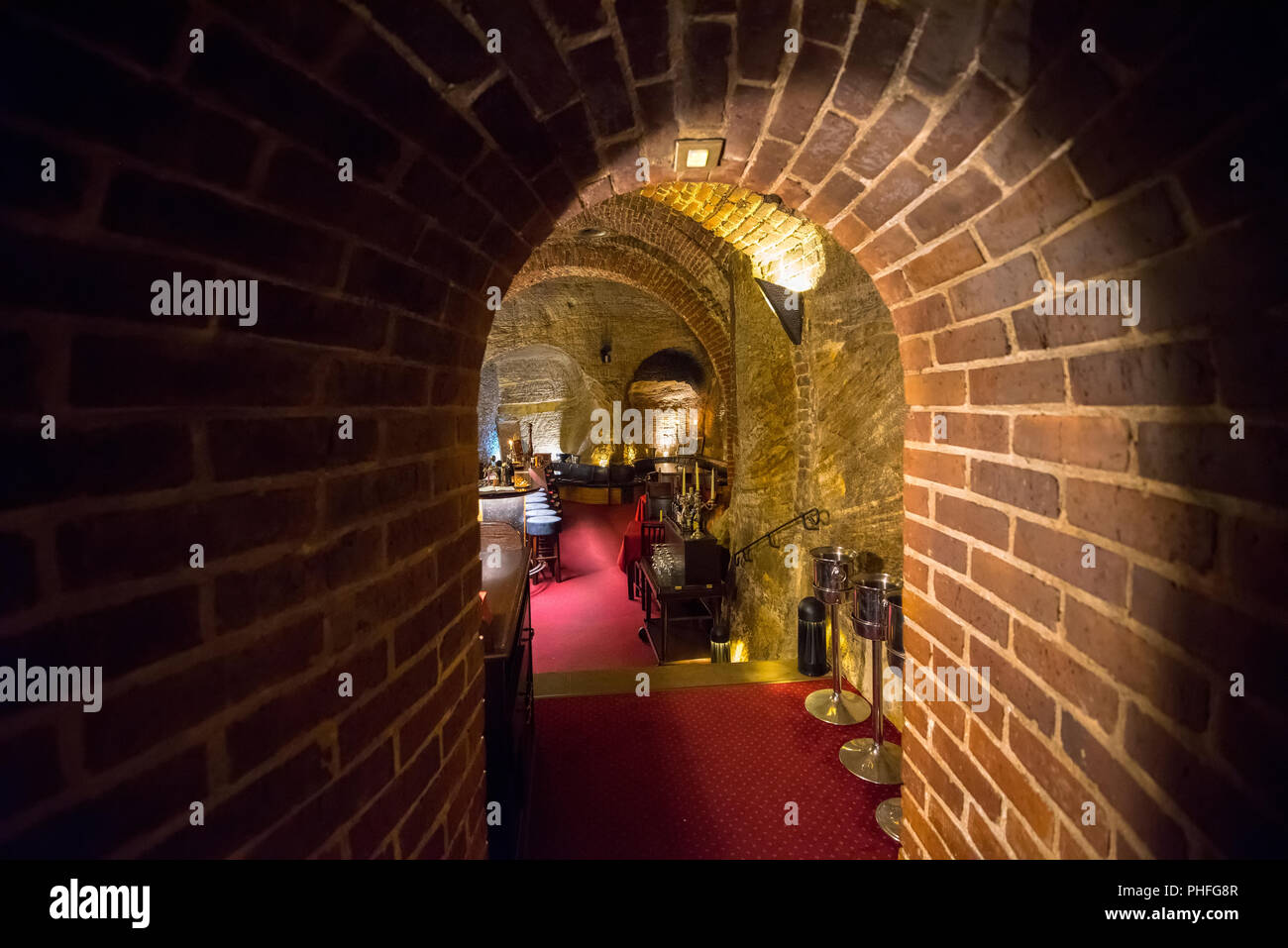La célèbre cave restaurant Interior's, Prague, Banque D'Images