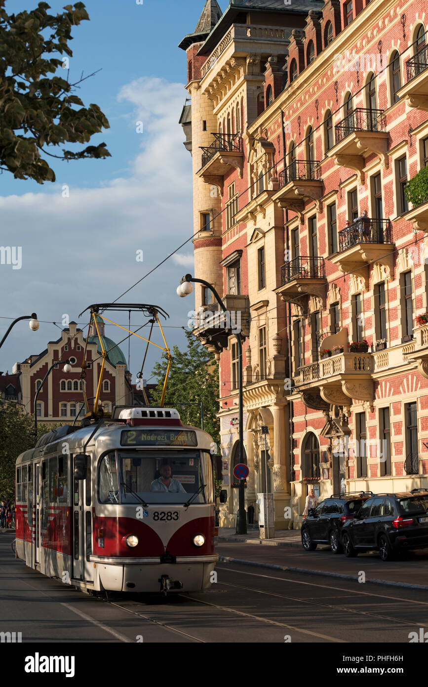 Le célèbre tramway, Prague, République tchèque. Banque D'Images