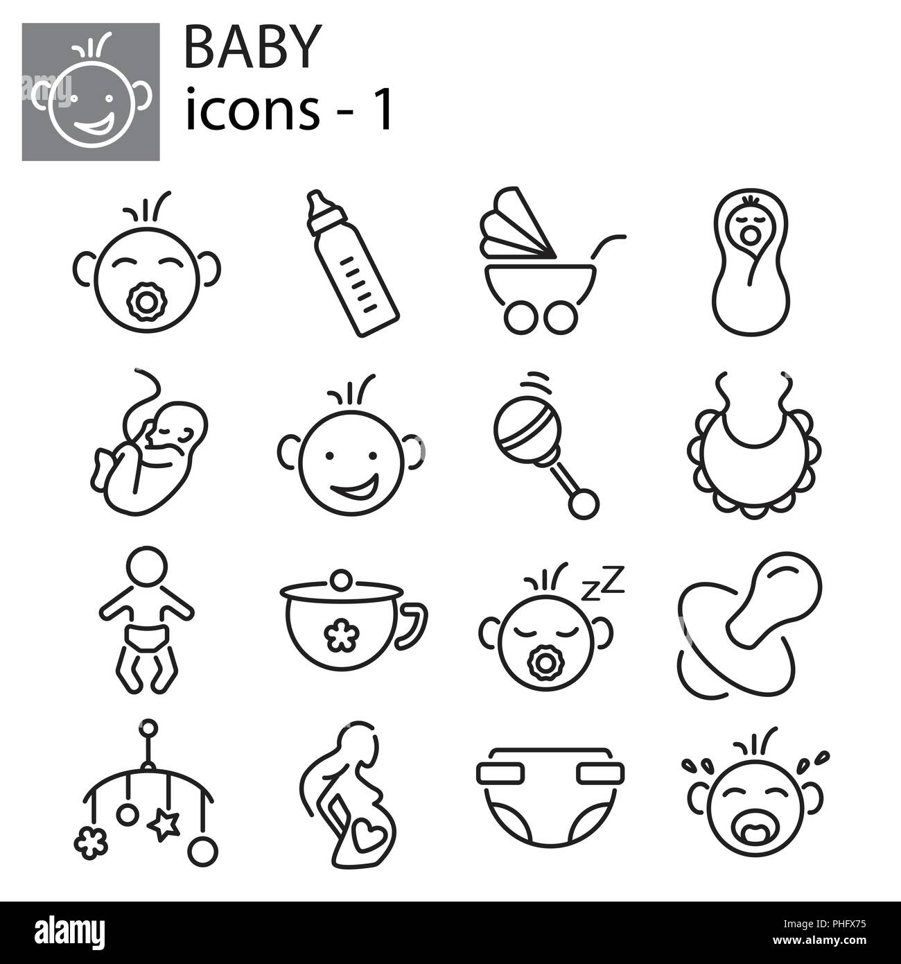 Web icons set - jouets bébé, l'alimentation et de soins Illustration de Vecteur