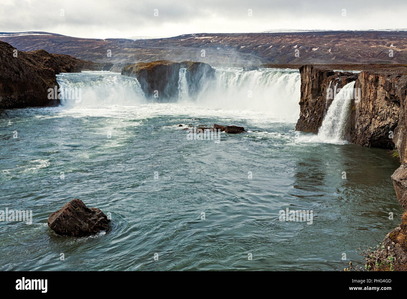 Vue de la cascade Godafoss, Islande Banque D'Images