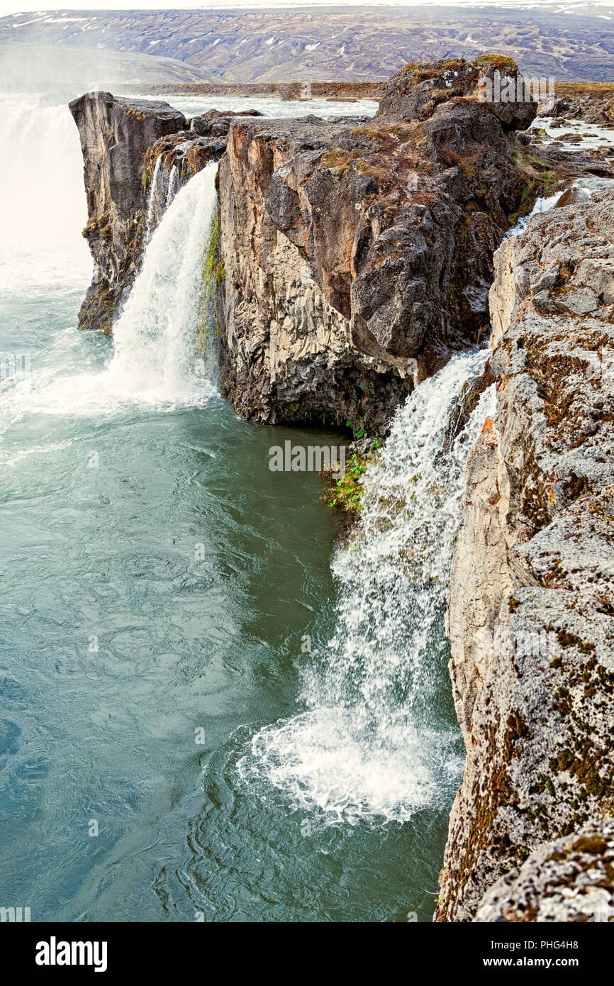 Vue de la cascade Godafoss, Islande Banque D'Images