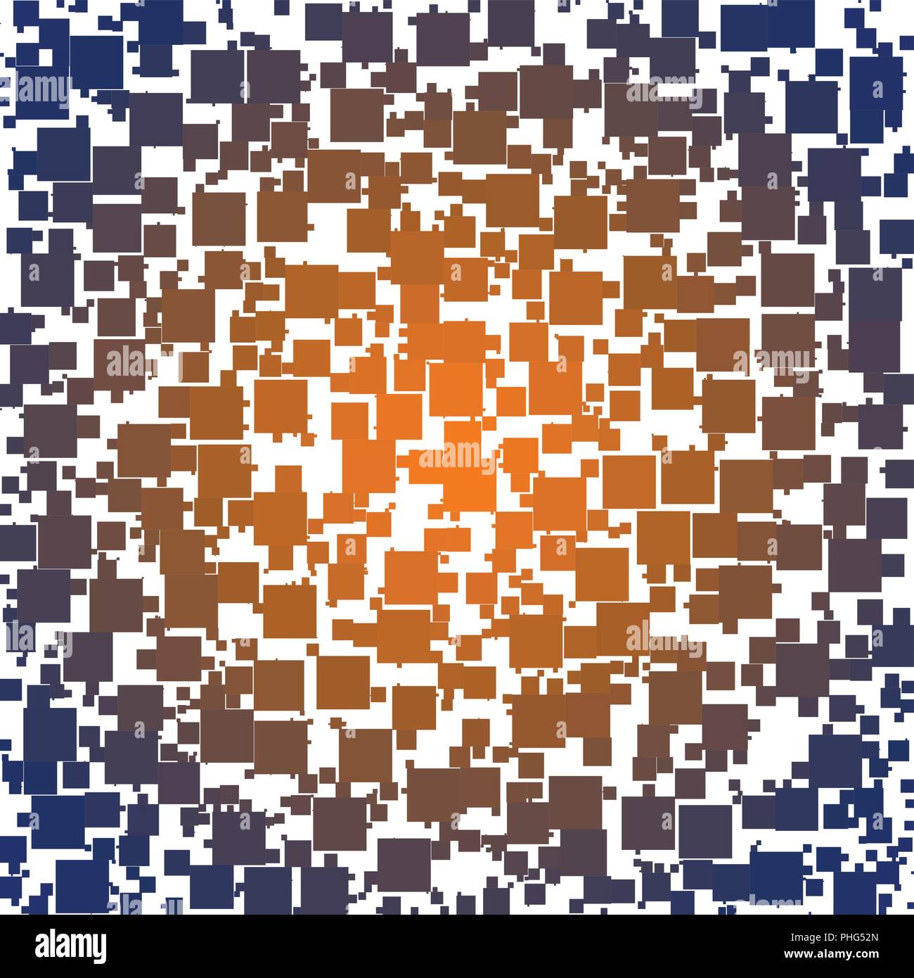 Vector background faite d'une orange bleu dégradé et centre des bords carrés éparpillés. Illustration de Vecteur