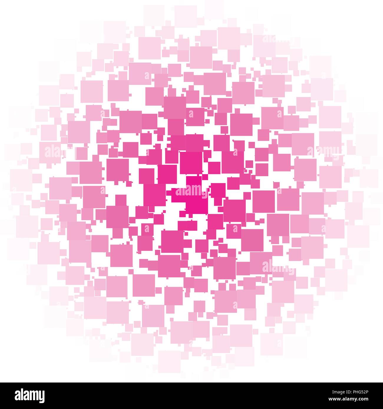 Vector background fait d'un centre rose dégradé les bords blancs et carrés éparpillés. Illustration de Vecteur