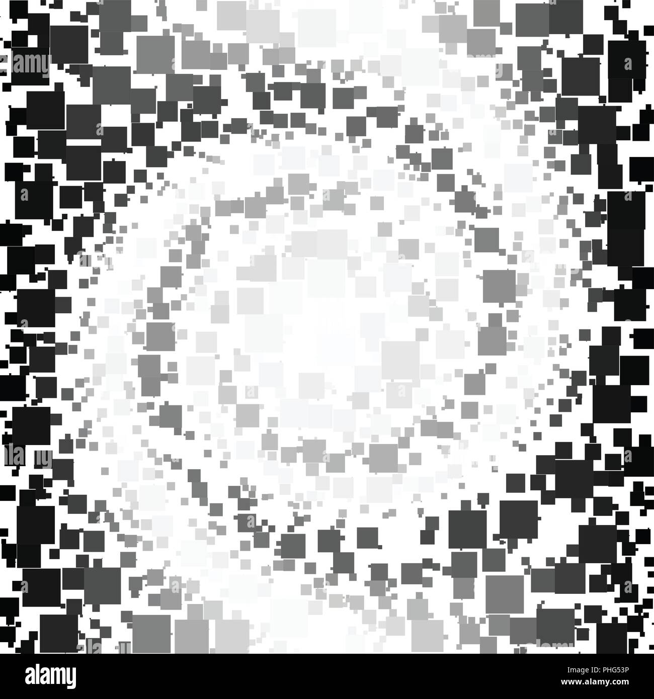 Vector background fait d'un dégradé noir et blanc et les carrés éparpillés. Illustration de Vecteur