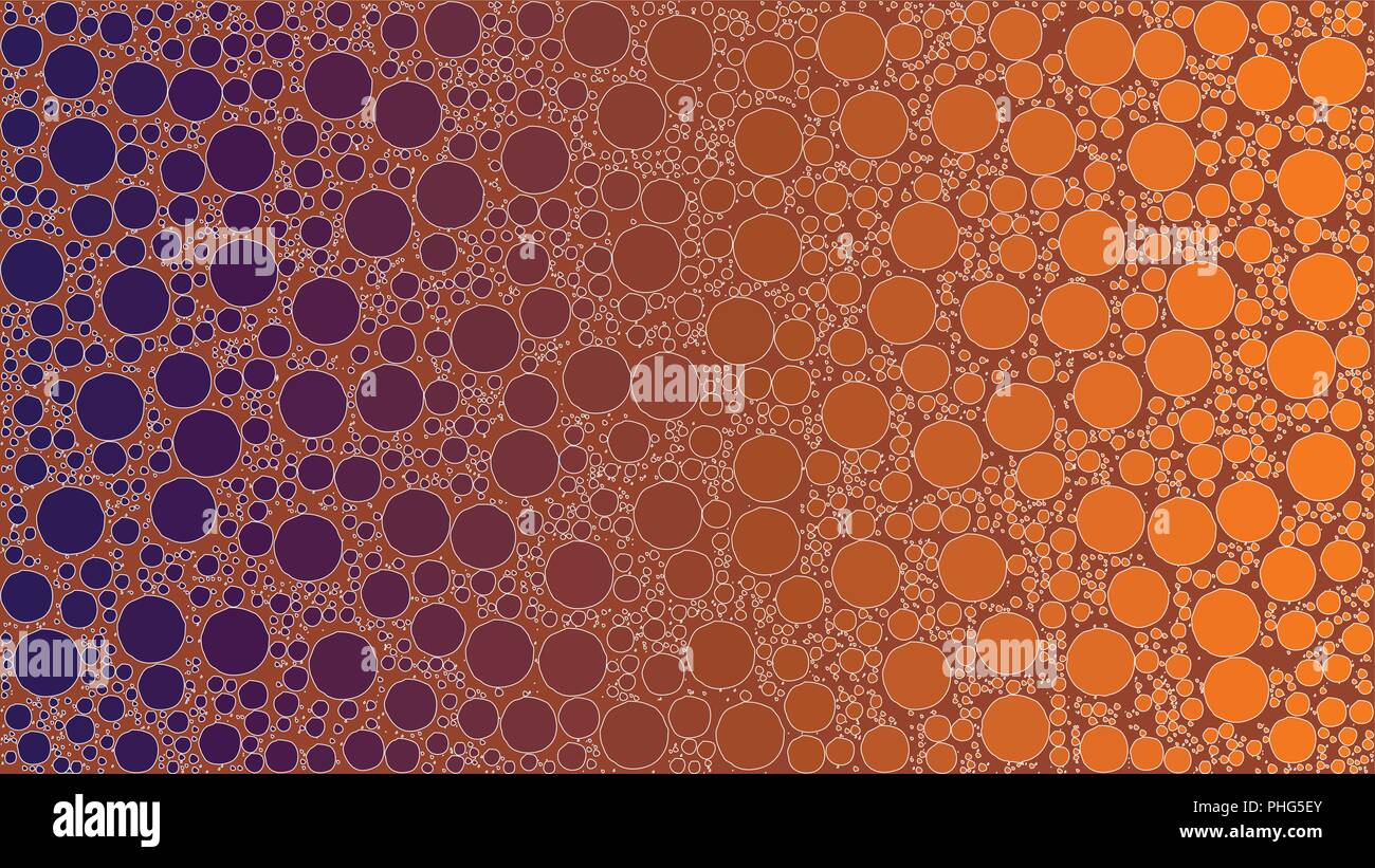 Vector background fait d'un dégradé orange pourpre et formes rondes ressemblant à des bulles stylisées. Illustration de Vecteur