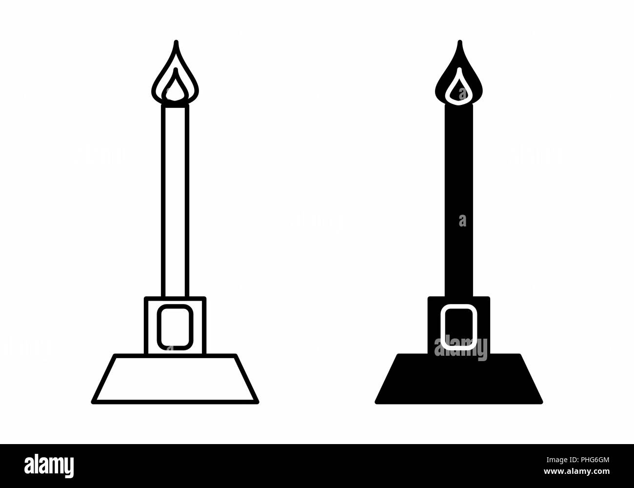 Illustration noir et blanc de becs Bunsen isolé sur fond blanc Illustration de Vecteur