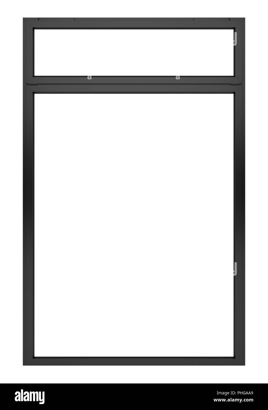 Fenêtre métallique noir isolé sur fond blanc Banque D'Images