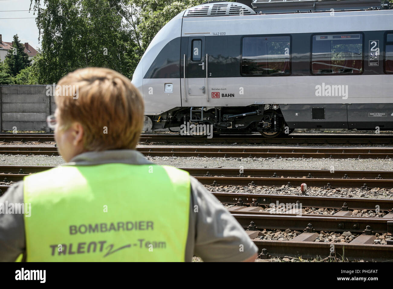 La mise en service de trains de banlieue pour la Deutsche Bahn Banque D'Images